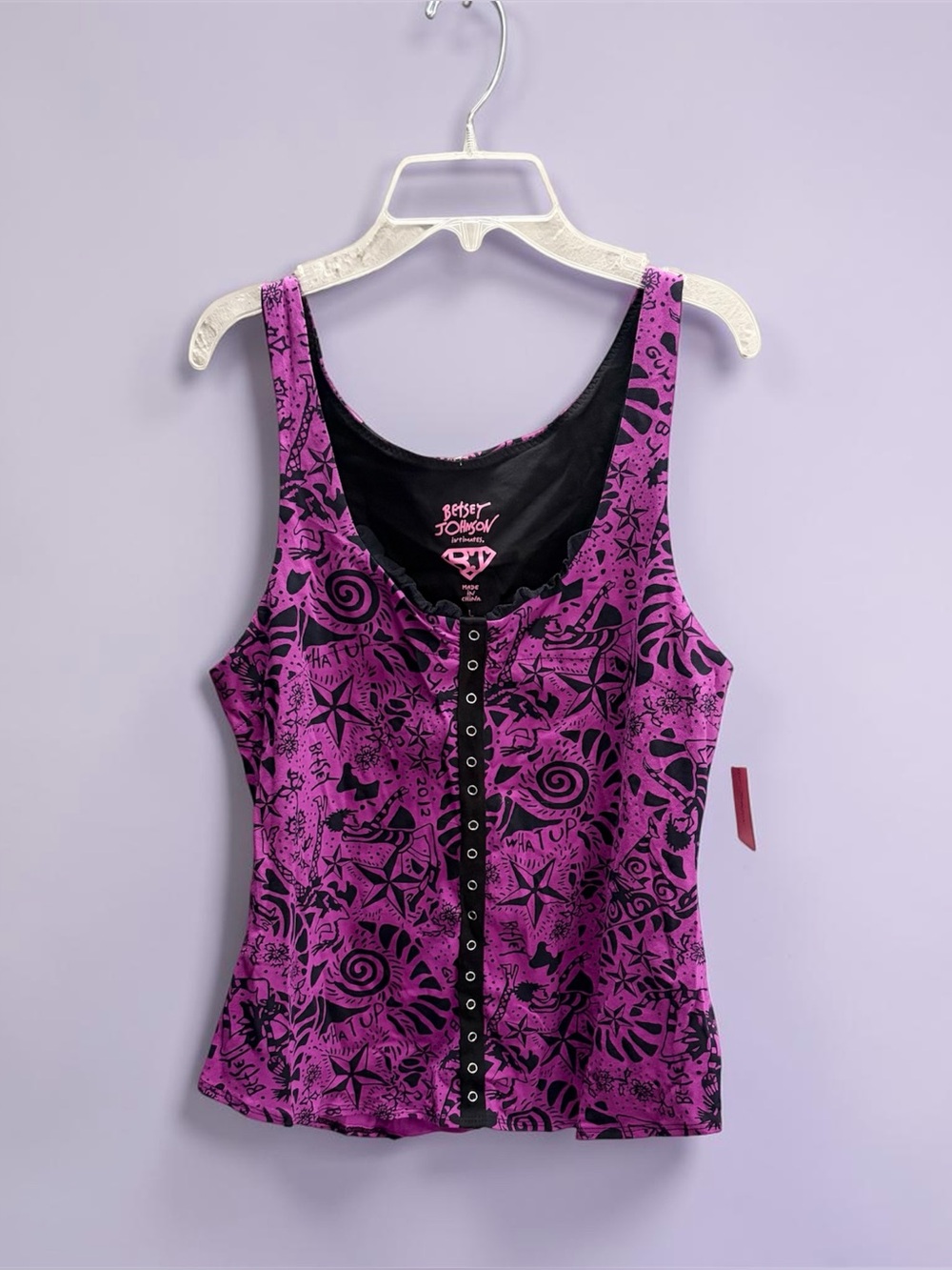 Betsey Johnson Sleep Tank w/Lace Graffiti Womens Large New